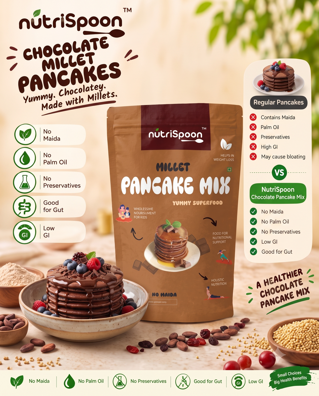 Millet Pancake Mix - Chocolate