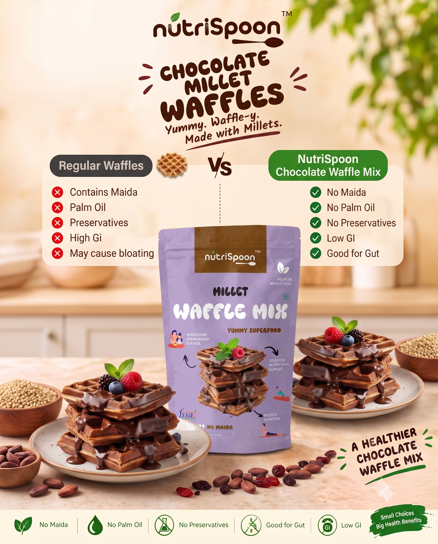 Millet Waffle Mix - Chocolate